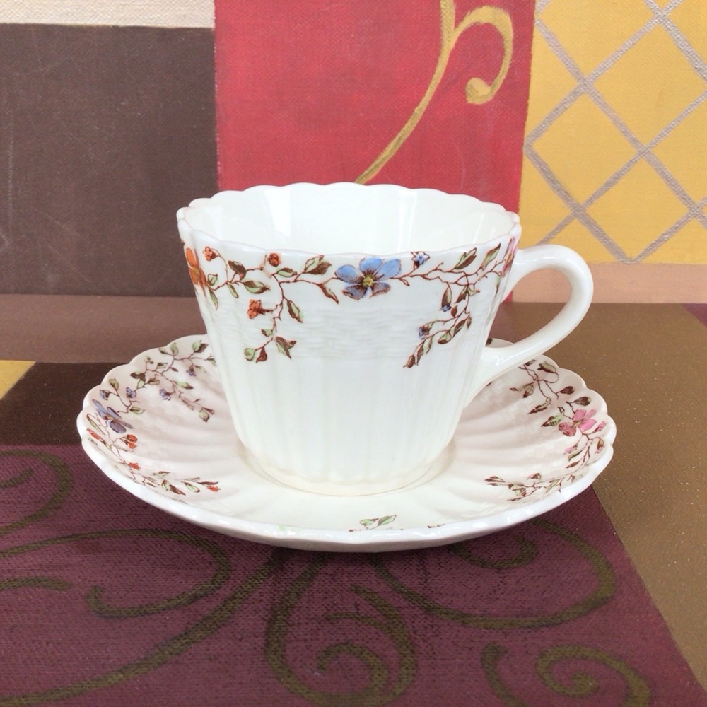 Copeland Spode Wicker Dale Teacup And Saucer